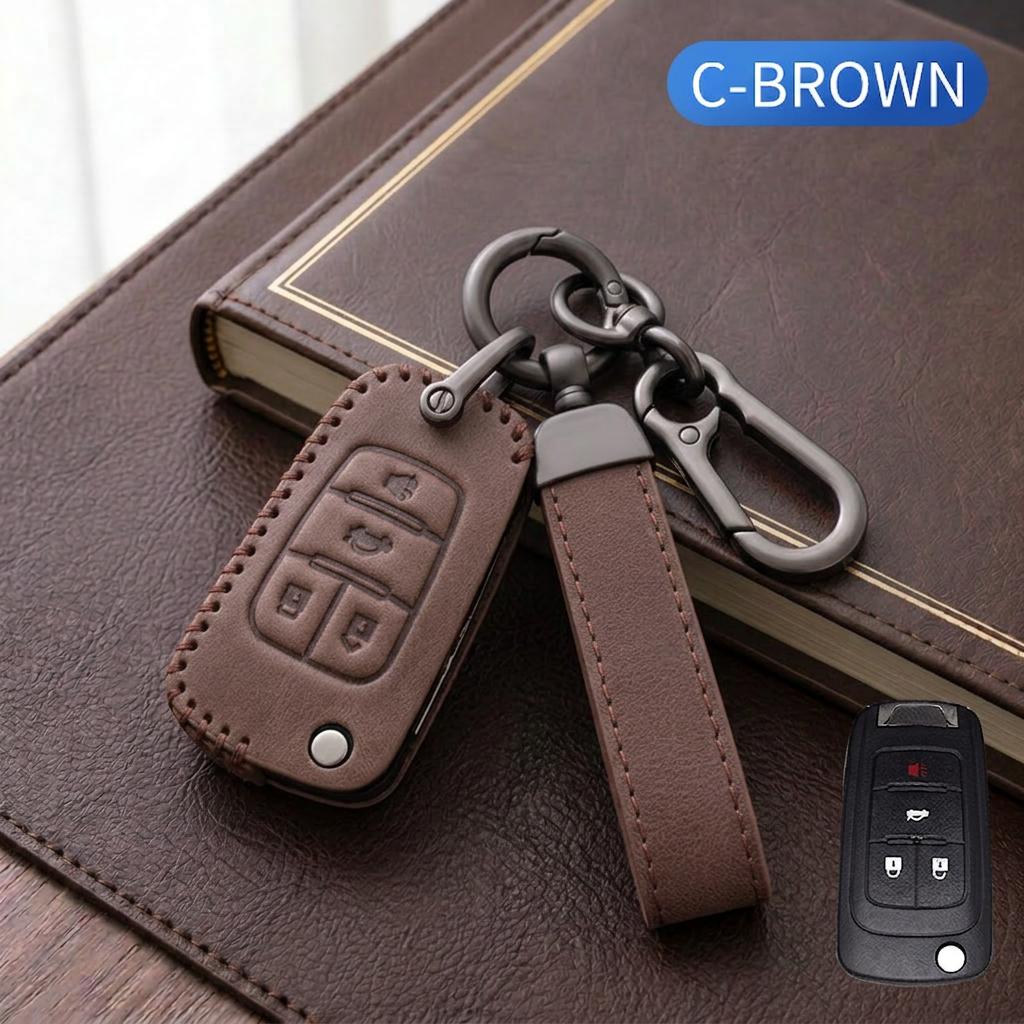 Leather Car Key Cover For Chevrolet Cruze Malibu Camaro Spark Sonic Trax Aveo Orlando Volt Equinox 2/3/4 Button Key Fob Case
