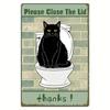 Vintage Black Cat Close The Lid Metal Sign Funny Toilet Wall Art Retro Bath Home Office Decor 8x12in Unframed Plaque
