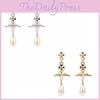 Westwood Earrings Pearl Saturn Retro Jewelry Women Gifts Color Diamond