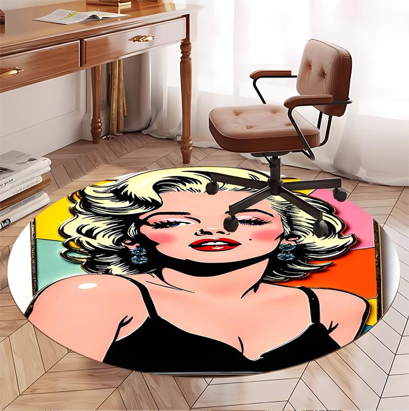 Marilyn Monroe Pattern Round Rug, Indoor/Outdoor Mat, for Picnic, Gameroom, Bedroom, Office, Living Room, Home Decor Carpet, Birthday Gift