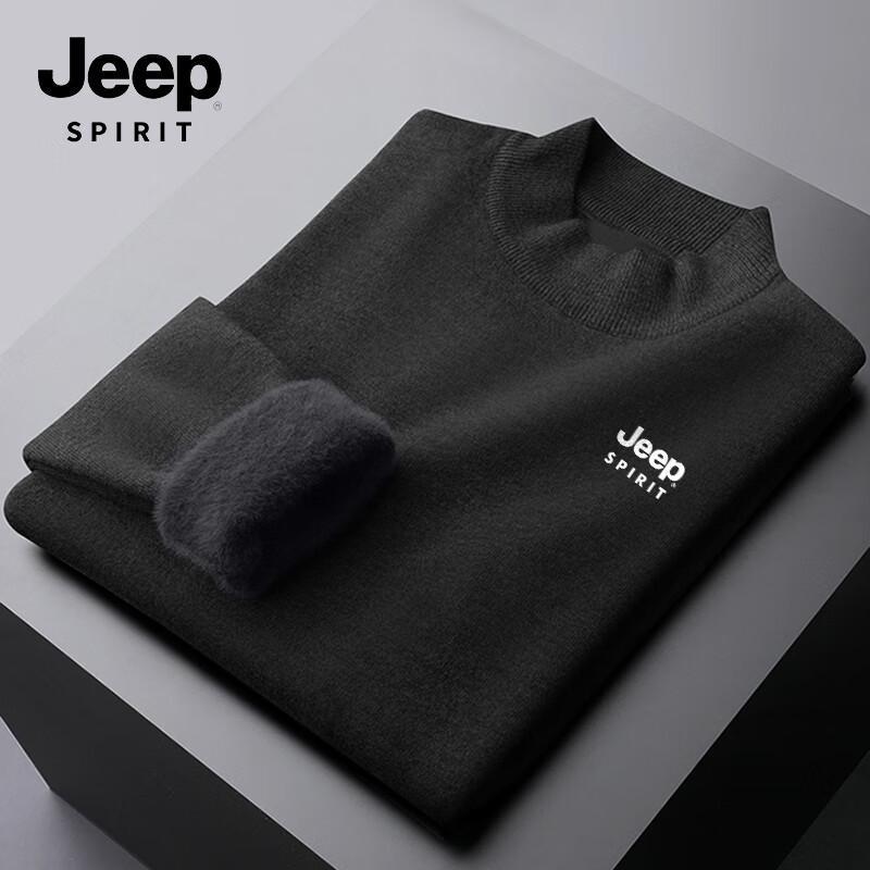 JEEP SPIRIT Men's Winter Fleece-Lined Pullover Sweater