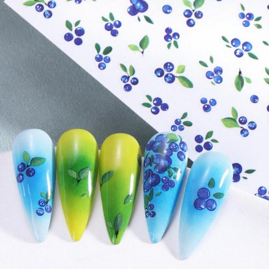Frucht-Nagelkunst-Aufkleber Selbstklebend Zitrone Erdbeere Blaubeere Maniküre-Dekor Aufkleber Einfach anzuwenden Zuhause Salon DIY Nagelzubehör