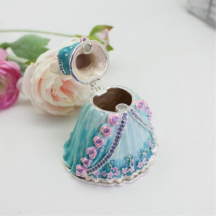 Elegant Handcrafted Enamel Coated Metal Jewelry Box for Jewelry Presentation and Decoration Rhinestones Details Case