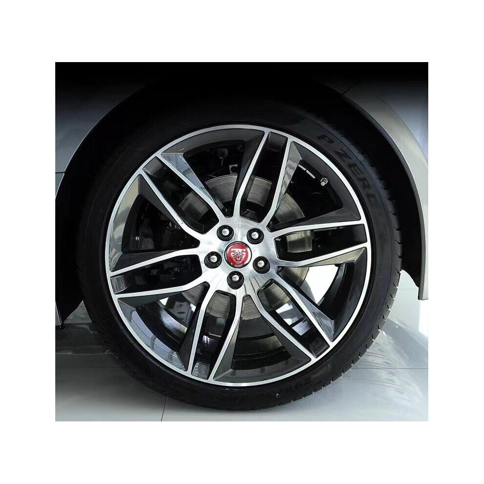 4pcs Red & Chrome Jaguar Wheel Center Caps Hub Badges 59mm