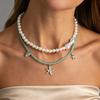 INS Style Starfish Shell Pendant with Faux Pearl Beaded Clavicle Necklace