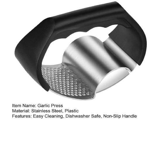 Garlic Press Stainless Steel Garlic Crusher with Ergonomic Non-Slip Handle Kitchen Easy Garlic Mincing Tool