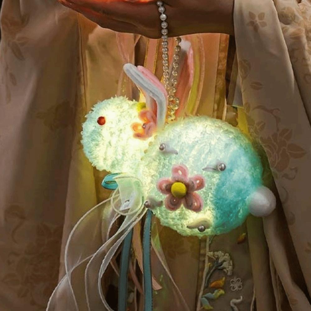 Handmade Plush Bunny Lamp Luminous Mid-Autumn Lantern Rabbit Lantern  Photoshoot Decor