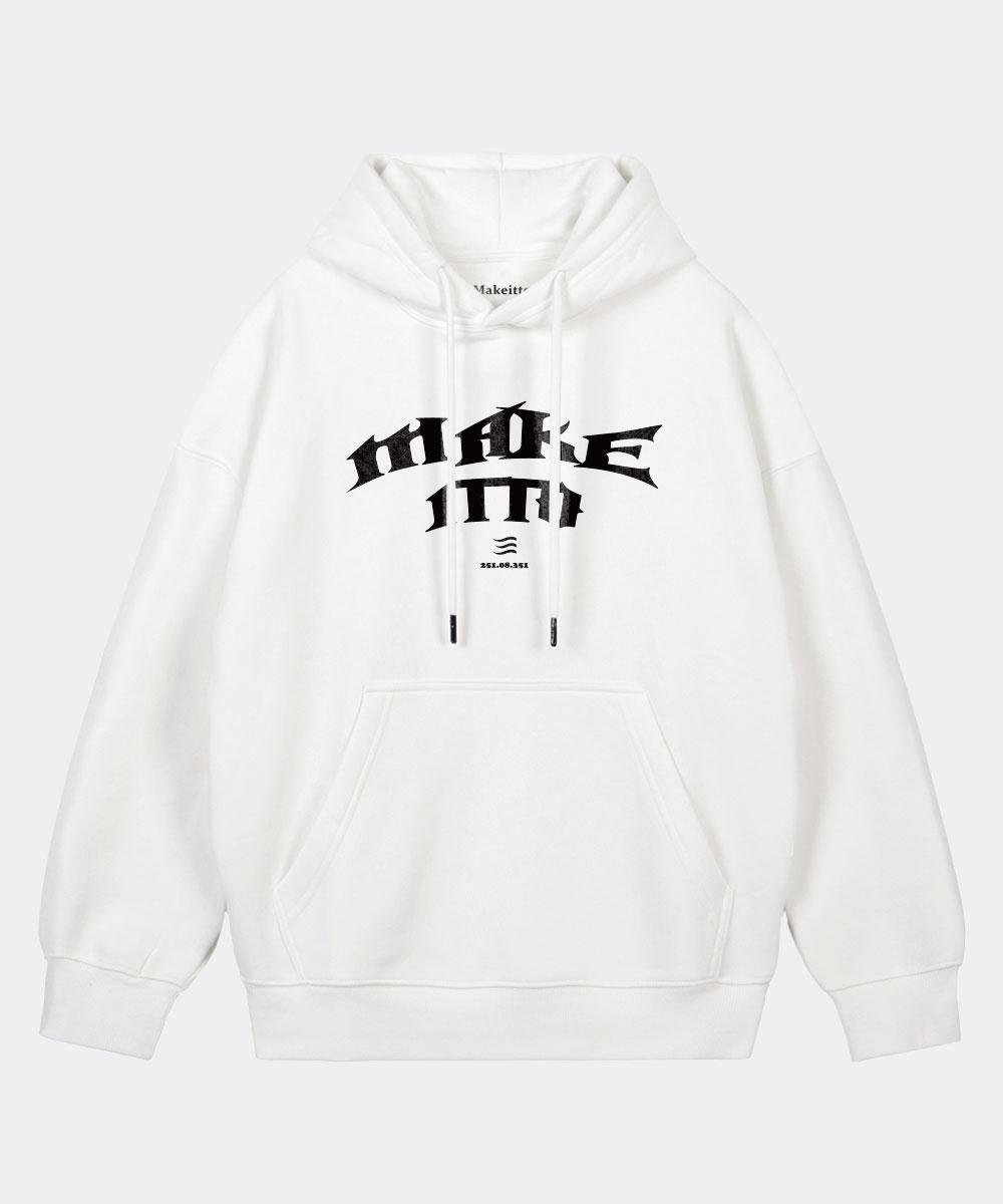 Худи с надписью Make It Two Black Letter _Белый Xxl (No Fleece Lining)