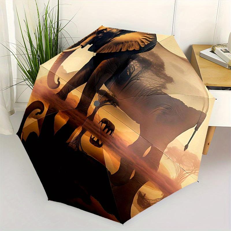 

Elephant Reflections in African Landscape Umbrella with Plastic Handle, Compact & Stylish, Vibrant Cartoon Pattern, Suitable f