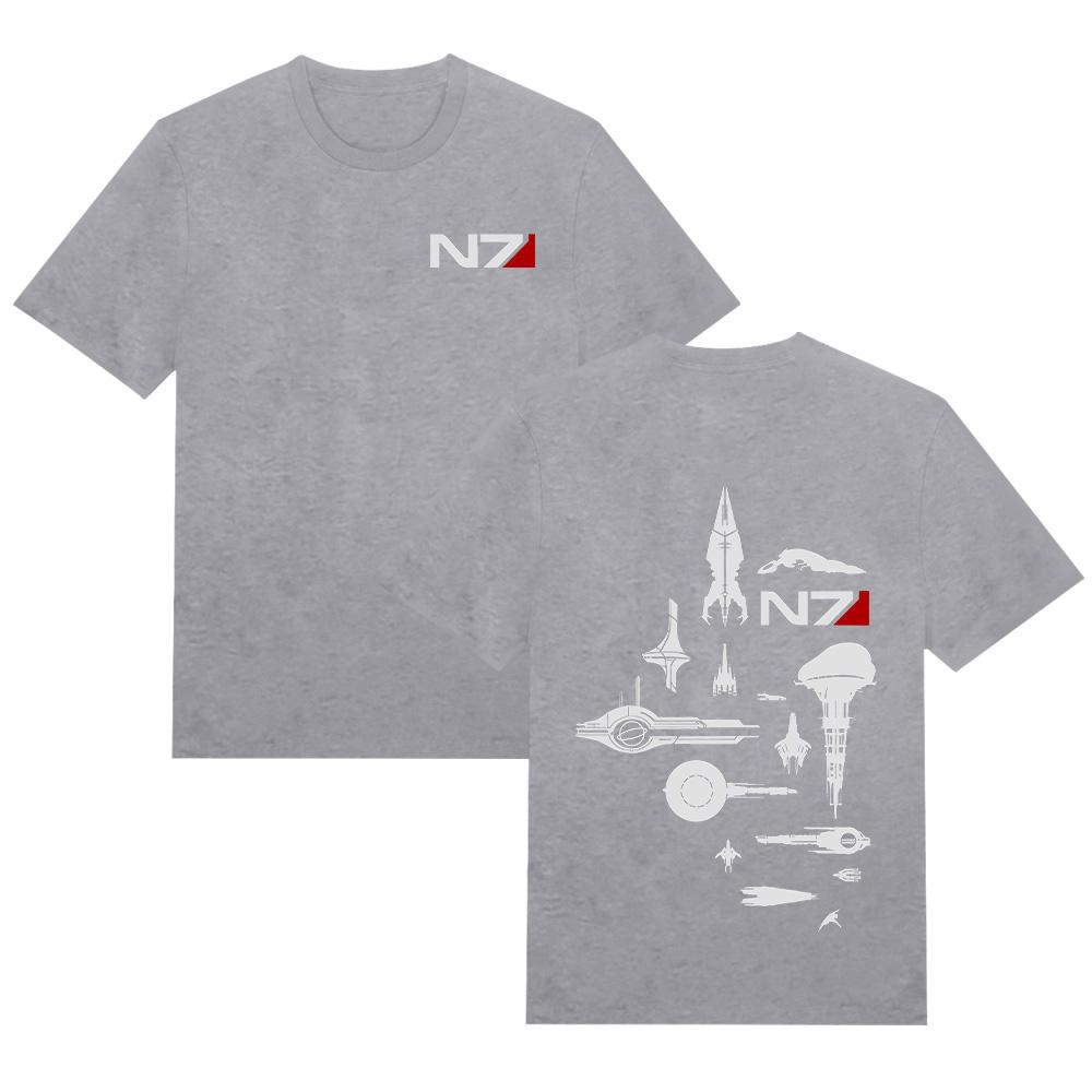 Starships Mass Effect T Shirts Mass Effect N7 Graphic Print Tees Gaming Merch Pure Cotton Top Unisex High Quality Soft Clothing