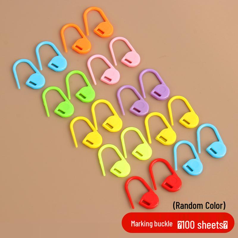 Colorful Hand-Woven Crochet Accessories: Plastic Stitch Markers, Darning Needles, Crochet Hooks, Safety Pins, Anti-Unraveling Pins.