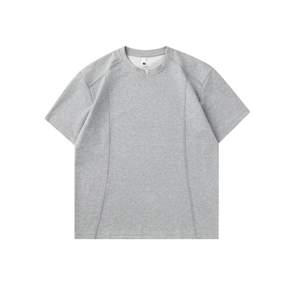 Trendy Solid Color Textured Round Neck Loose Japanese Style Men's T-Shirt - Summer 2026 Collection