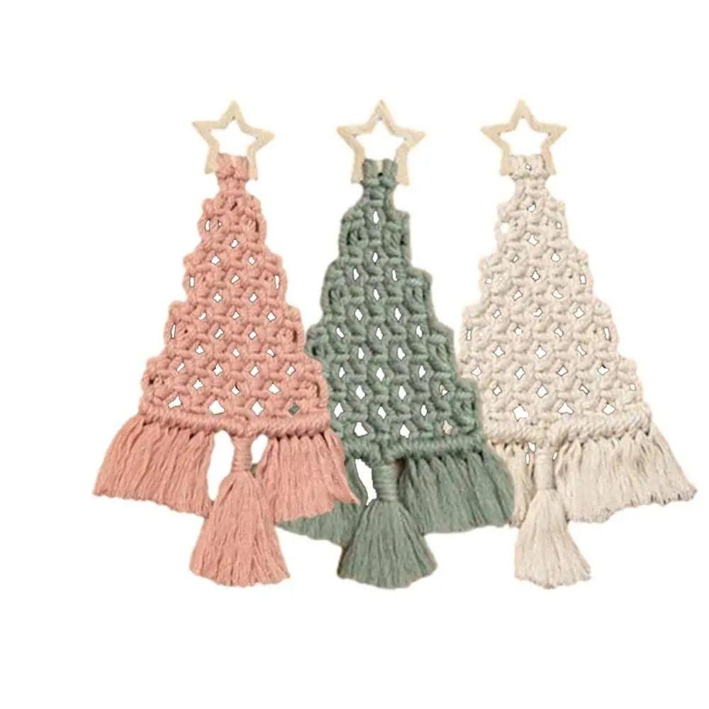 

3 шт. подвесные украшения для рождественской елки макраме комплект хлопковая веревка хлопковая нить рождественская елка набор для самостоятельного изготовления украшений рождество