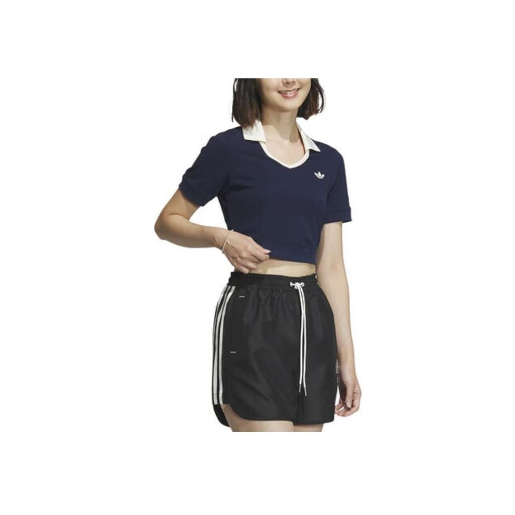 Adidas Originals Letter Print Drawstring Sports Woven Shorts Women Bottoms Black IW6292