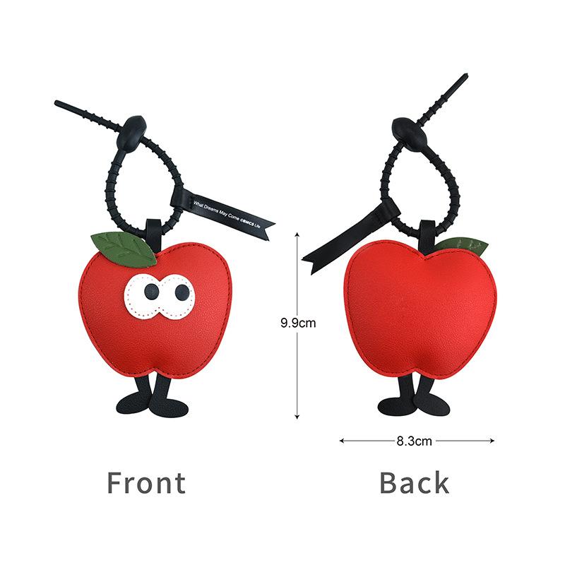 Christmas tree apple keychain creative Christmas New Year cute cartoon PU leather pendant trinkets