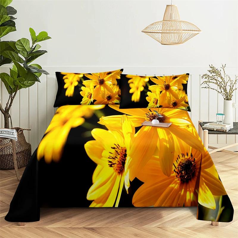Lovers Room Bedding Set Bed Sheets and Pillowcases Bedding Flat Sheet Bed Sheet Set Sunflower Queen Sheet Set Gorgeous Girl