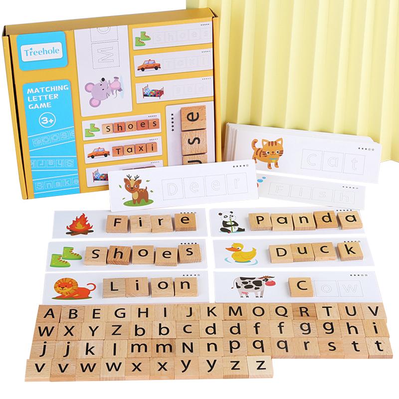 Letter Games Montessori Language Toy Kids Learn to Spelling Read Words Matching Letter Education Games Wooden Preschool Toy