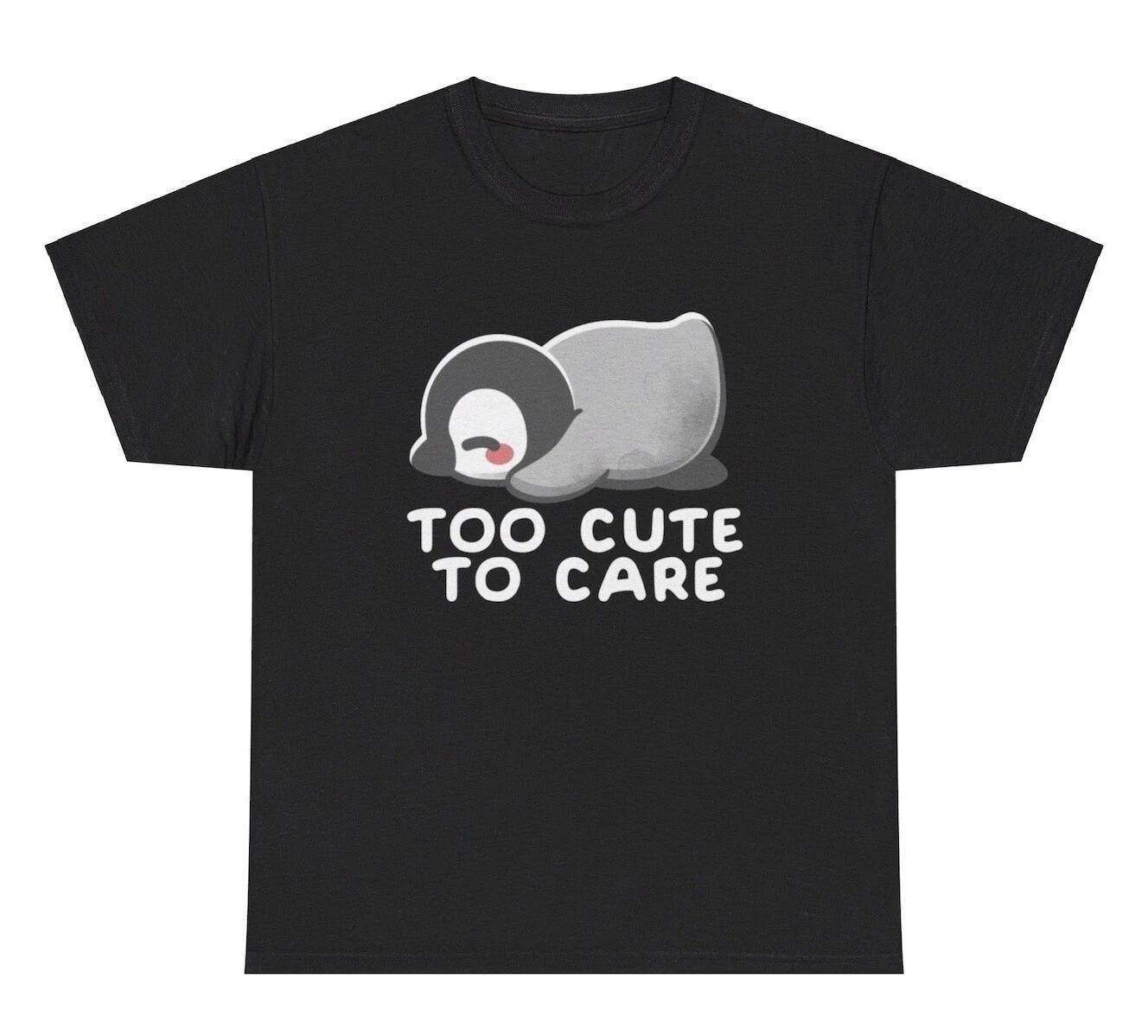 

Too Cute To Care Penguin T Shirt Funny Silly Y2K Ironic Gen Z Weird Gift Tee L