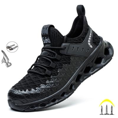 Chaussures de sécurité de travail légères pour homme Respirantes Anti-écrasement Anti-perforation Chaussures de sécurité de sport Bottes de travail Chaussures