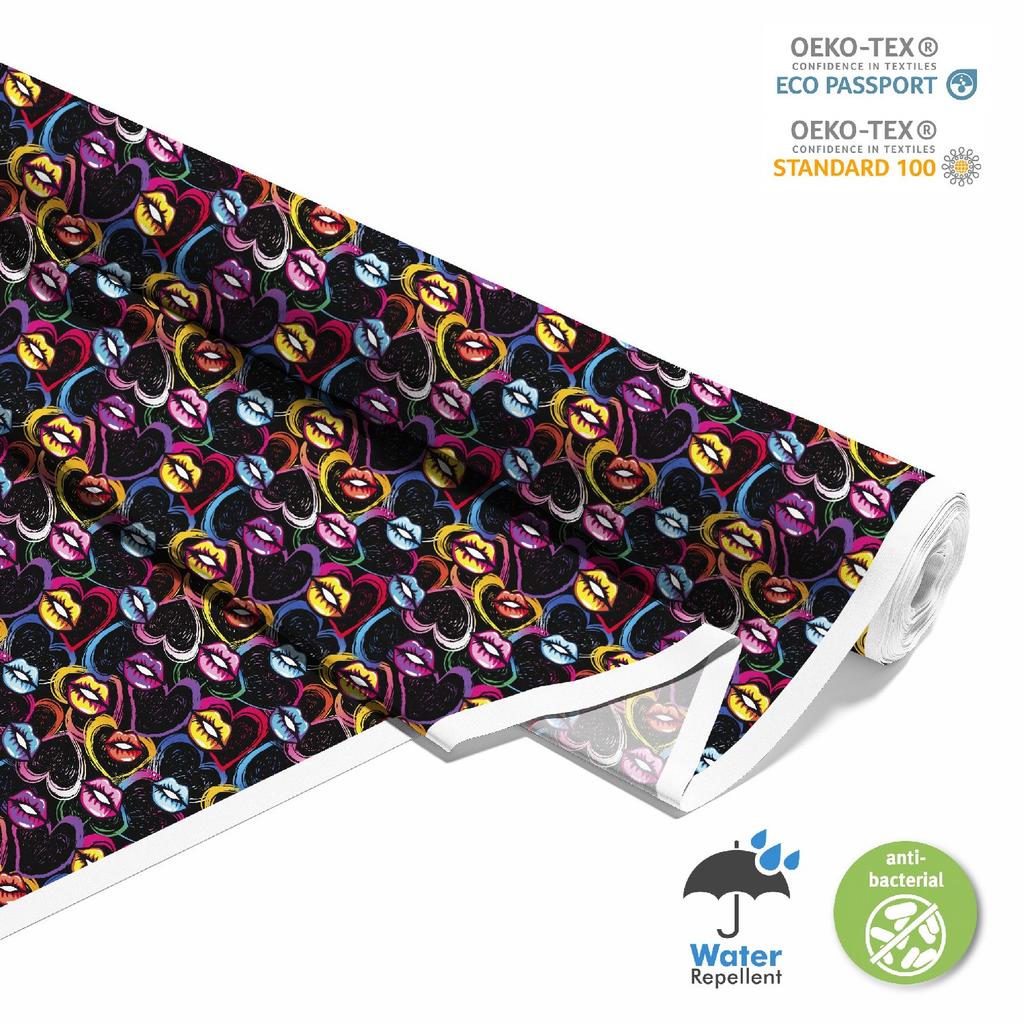 Outdoor Dekostoffe Oxford - Motiv Lippen Und Herzen