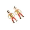 European and American Fashion Creative Fun Personalized Design Sense Cartoon Western Denim Alloy Diamond Earrings