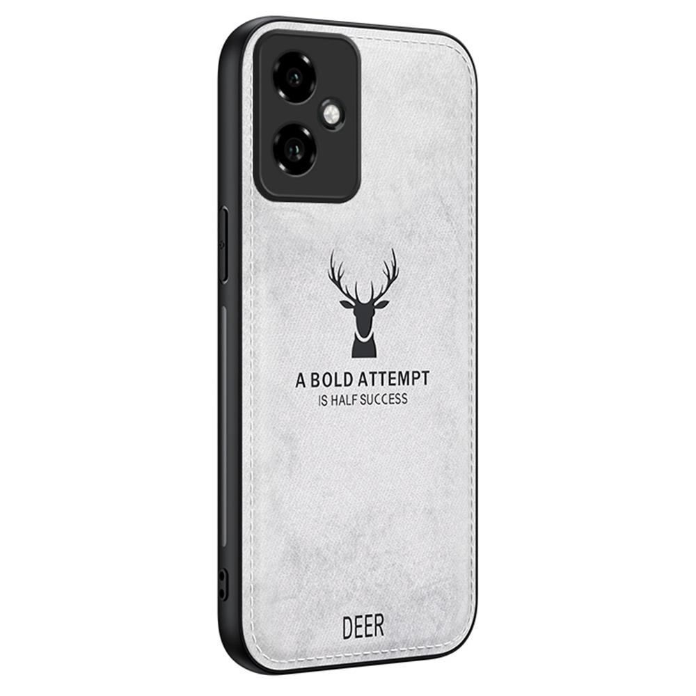 

For Honor 400 5G (Global) Case Deer Pattern Cloth Texture PU+PC+TPU Phone Cover Grey
