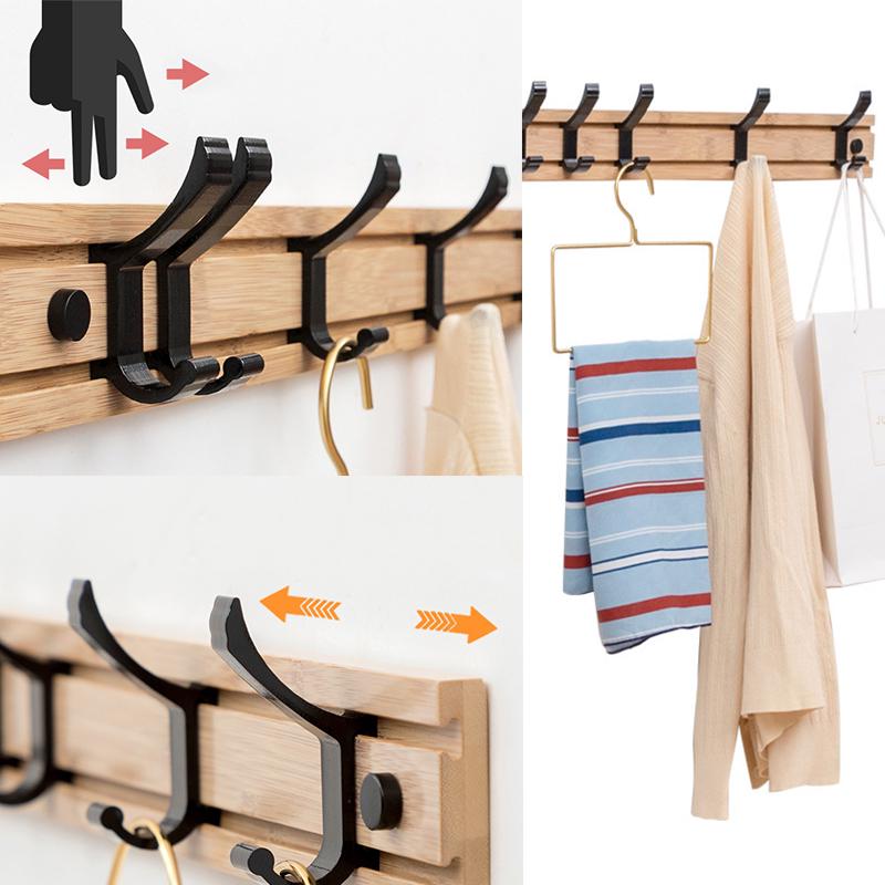 

Бамбуковая вешалка для пальто, крючок для спальни, вешалка для хранения домашней одежды, инструмент для организации вещей 6 hooks