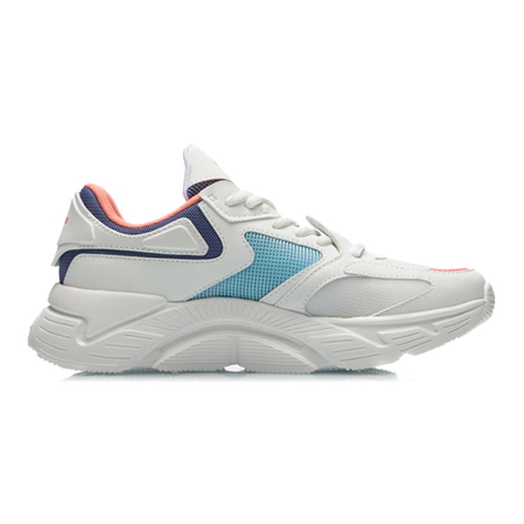 Li Ning Bequeme und Trendige Dämpfung Rutschfeste Abriebfeste Niedrige Laufschuhe Damen Nebelweiß ARHQ108-4