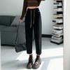 DIMANAF 2024 Autumn Women Jeans Pants Belt High Waist Elastic Buttons Basic Trousers Long Pants
