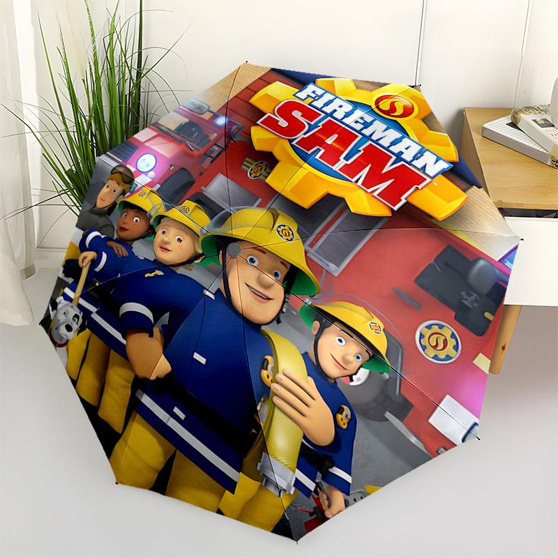 

Fireman Fire trucks Themed Travel Umbrella-8 Ribs Automatic Opening and Closing, Portable Folding Design, Compact and Stylish Umbrella Suita