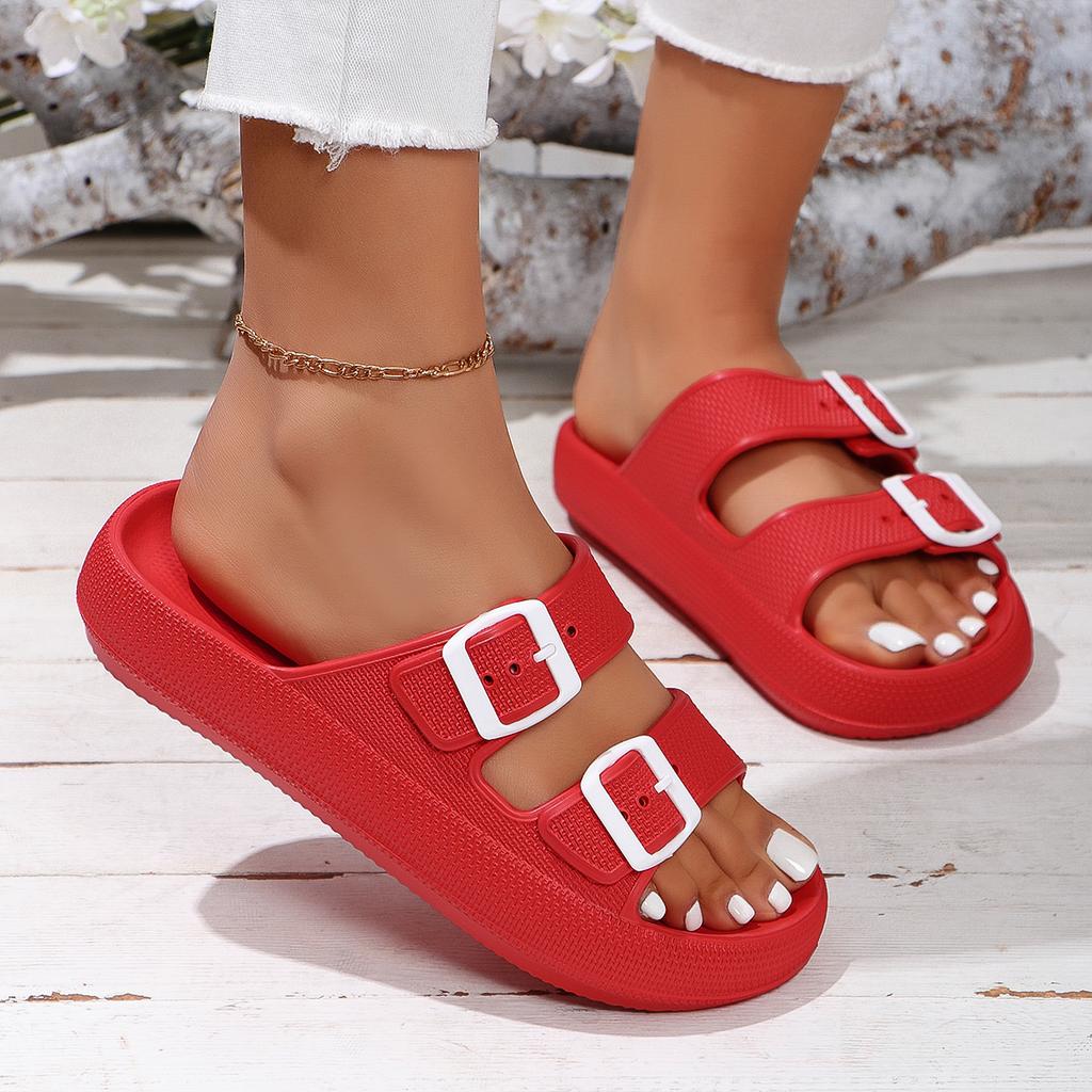 Women's Thick-Soled 4cm Platform Slippers Summer New Non-Slip Casual Beach Sandals Outdoor Indoor Comfortable Buckle Slides