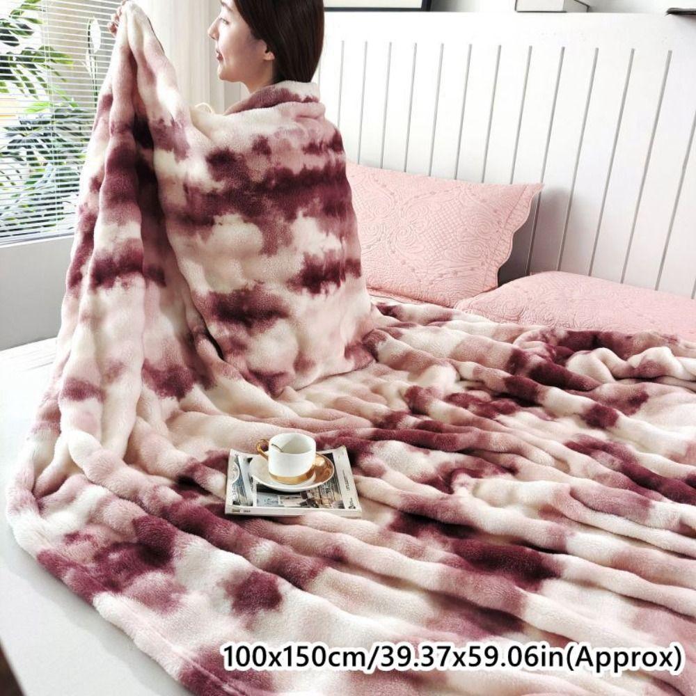 New Faux Rabbit Fur Warm Blanket Double Sided Skin-Friendly Throw Blanket Ultra Soft Solid Color Plush Striped Blankets