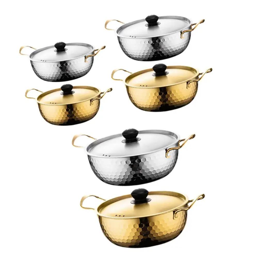 Stainless Steel Soup Pot Double Handle Milk Pot Hot Pot Korean Ramen Pot  Induction Cooker