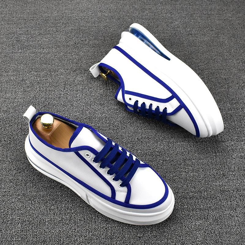 Mode England Stil Herren Freizeitschuhe weiß Schnürschuhe Naturleder flache Schuhe Jugend Street Plateau-Sneakers atmungsaktives Schuhwerk Männer