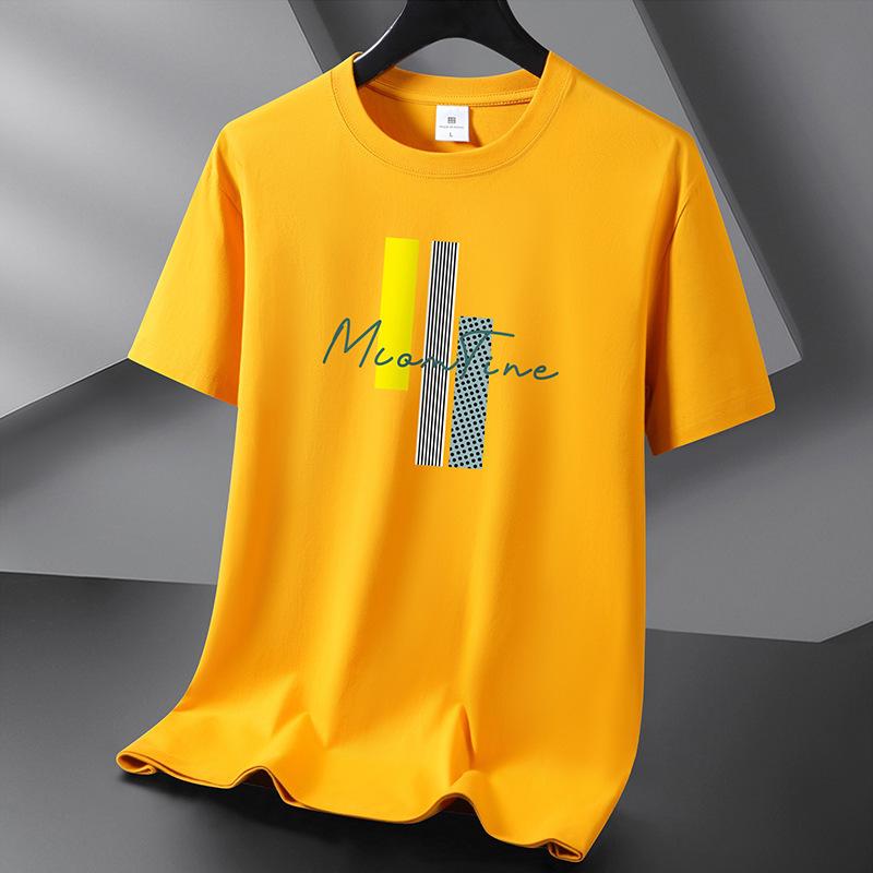 

Мужская модная футболка с короткими рукавами с вертикальной планкой, футболка из чистого хлопка, S-6XL 5XL