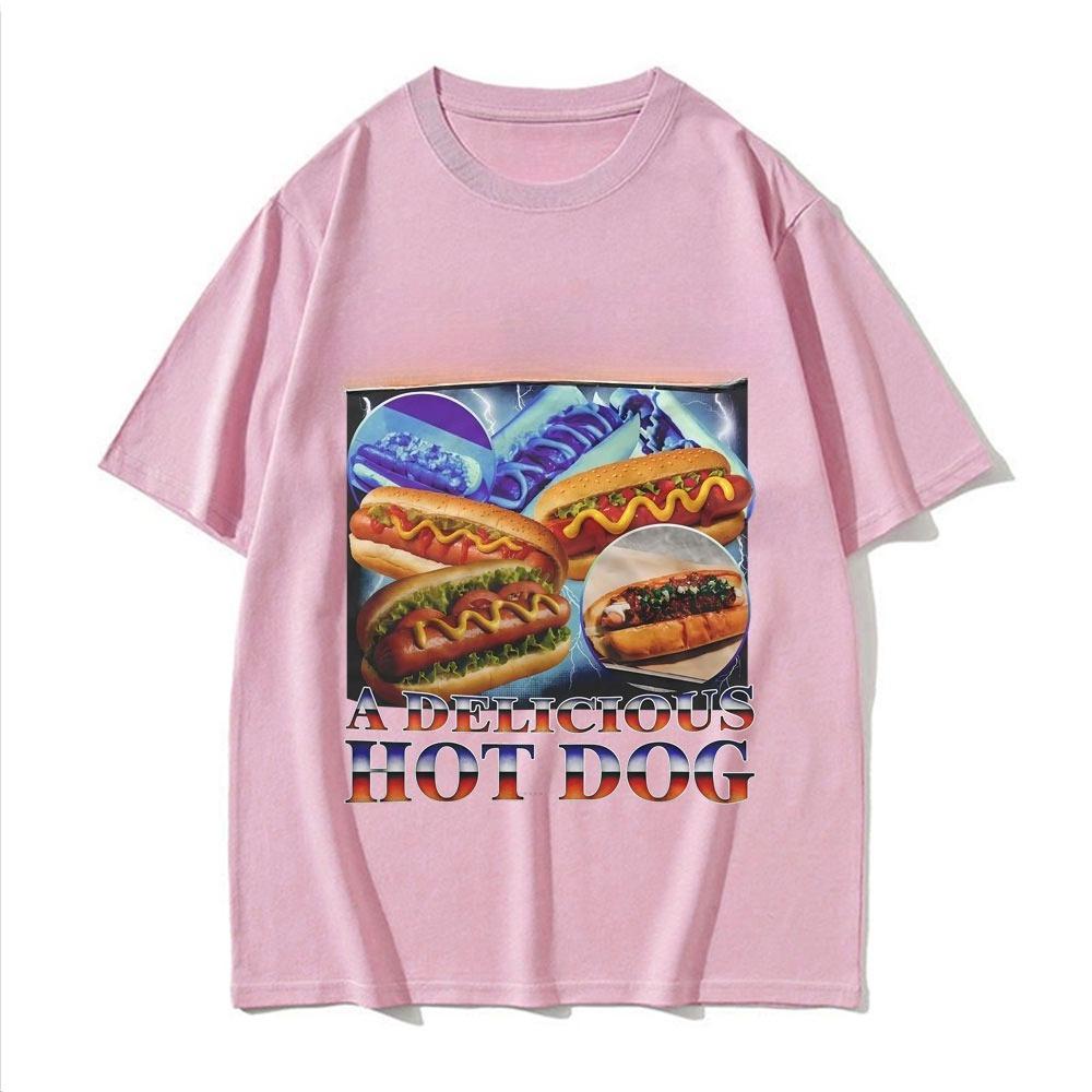 

Вкусный хот-дог забавный пищевой мем футболка мужская женская винтажная летняя модная футболка высокое качество комфорт хлопок футболки 4XL