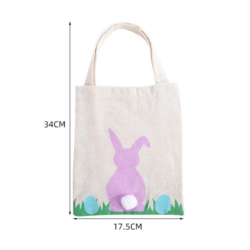 Easter Bunny Gift Handbags Cute Stuffed Ball Tote Bag Basket Kids Candy Goodie Rabbit Ear Bags Portable Eco Storage Container