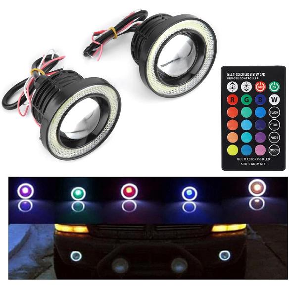 30W RGB Car Angel Eye Fog Light, Angel Eyes, Round COB LED Lamp, Angel Eye Fog Lamp, Lighting Accessories COB Fog Lamp Car Fog Light, COB Halo