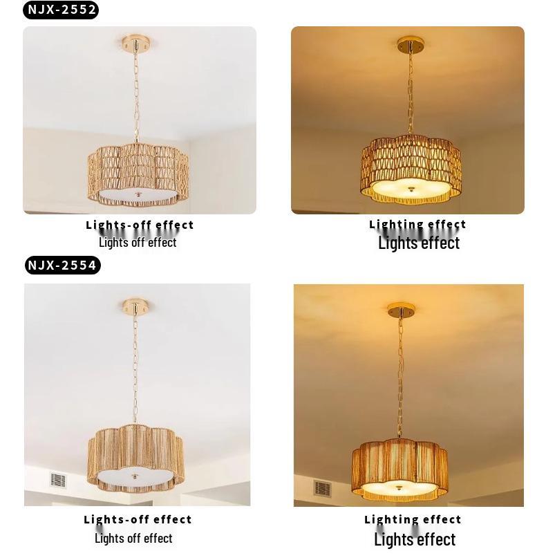 Bohemian Rattan Ceiling Light for European-Style Bedrooms & Hallways