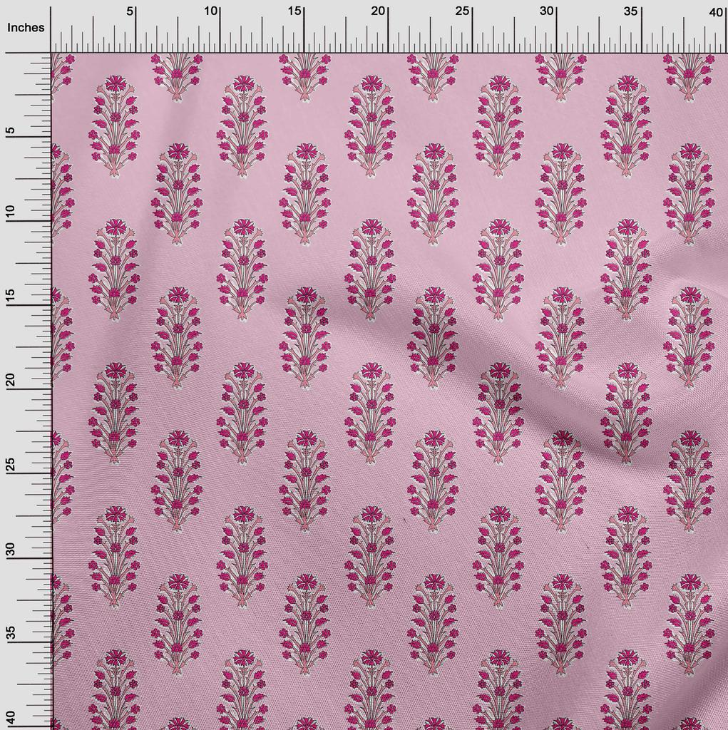 oneOone Cotton Flex Fabric Leaves & Floral Block Print Fabric By The Yard 40 Inch
