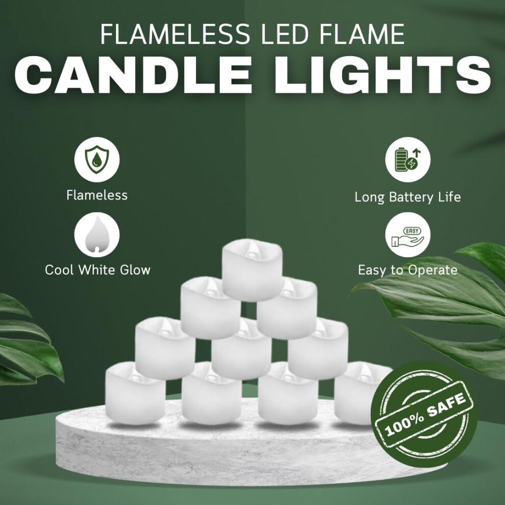 GrassVillage Pack of 24 Realistic and Bright Led Candle Lights In Wave Design, 3 Cm X 3 Cm Tall, Flameless Tea Light Candles, Electric Fake Candle In