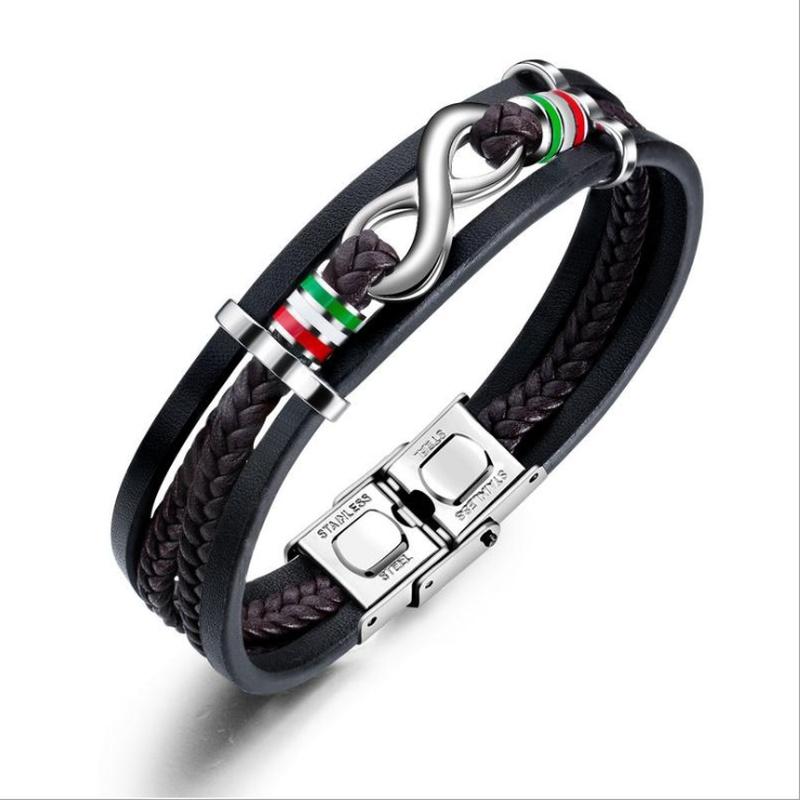 Classic Punk Metal Magnetic Clasp Multilayer Leather Bracelet for Men High Quality Handsome Party Jewelry Male Birthday Gift