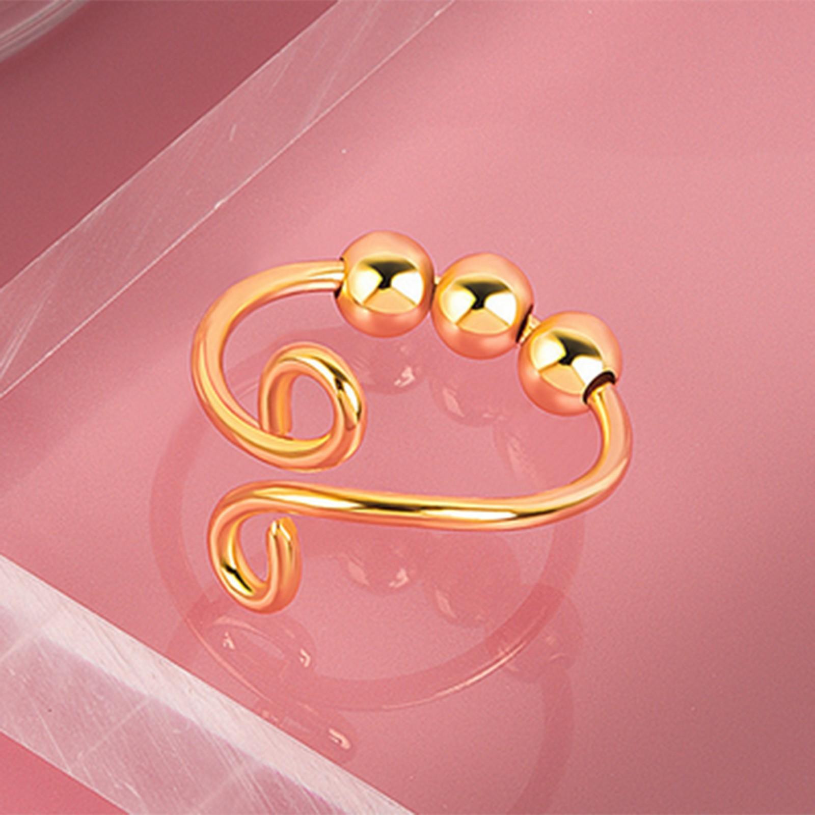 

Кольцо против беспокойства изменяемого размера с бусинами, вращающиеся кольца, модные украшения золотой