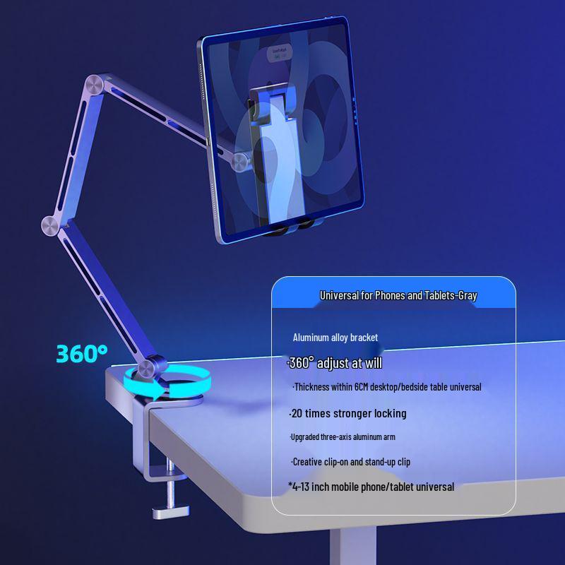 Aluminum Alloy Rotatable Tablet Stand with Mechanical Arm - Universal Desktop Support