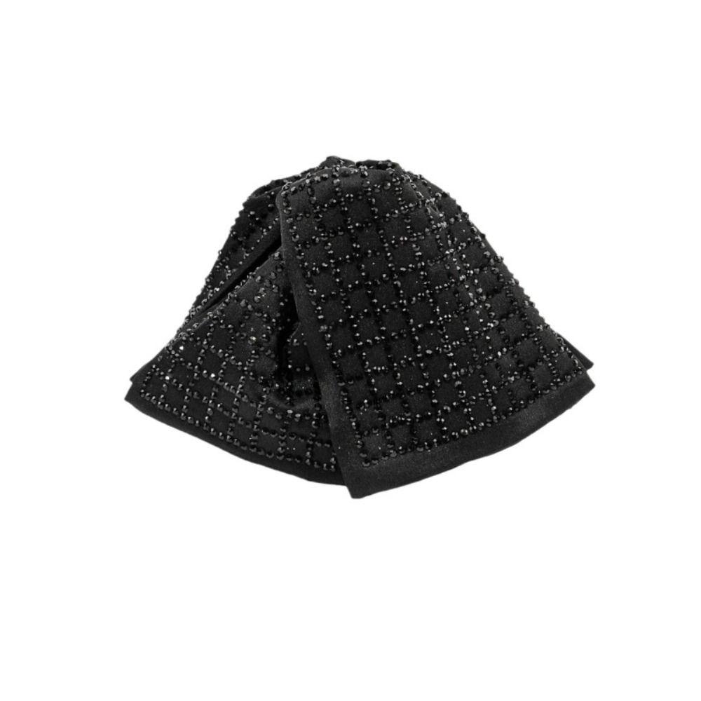 Schwarzer Stoff Strass Haarspangen Temperament Krallenklemme Elegante Haarnadeln Damen Kopfschmuck