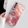 Pink Ocean Metallic Paint Glass Phone Case Suitable for Samsung Galaxy S26 S25 S24 S23 S22 S21 S20 FE/Ultra/Plus Anti Drop