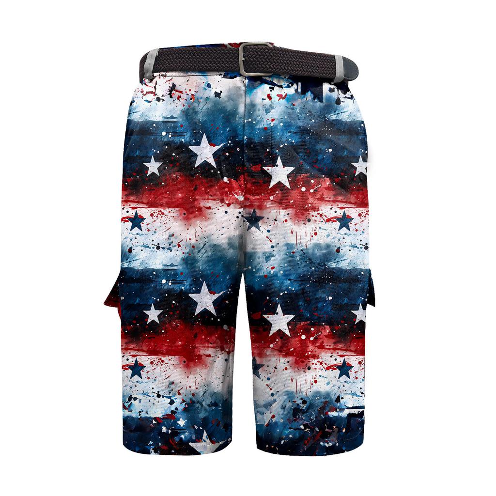 Ανδρικές Βερμούδες Εργασίας με Πολλαπλές Τσέπες και Εκτύπωση για την Ημέρα της Ανεξαρτησίας