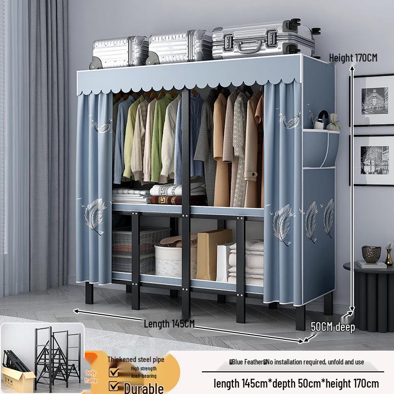 No-Assembly Wardrobe with Drawers: Foldable and Durable for Bedroom or Rental Room