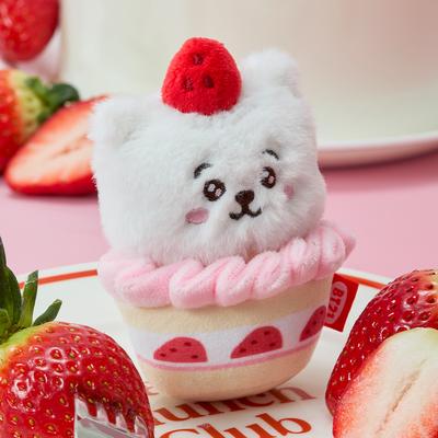 BT21 RJ Erdbeer-Party Vanille-Erdbeer-Tarte Plüsch-Schlüsselanhänger