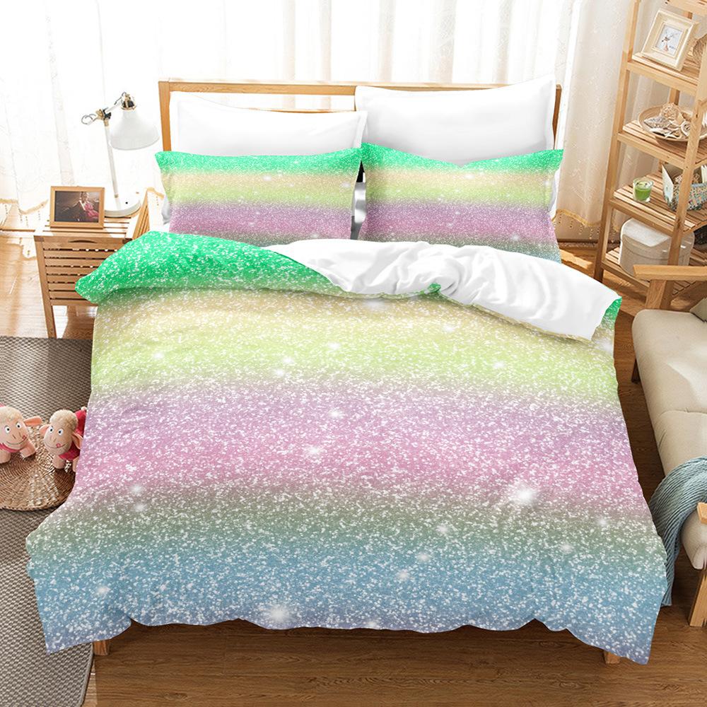 Home Textile Multicolored Glitter Three-Piece Quilt Cover 3D Digital Printing Bedding